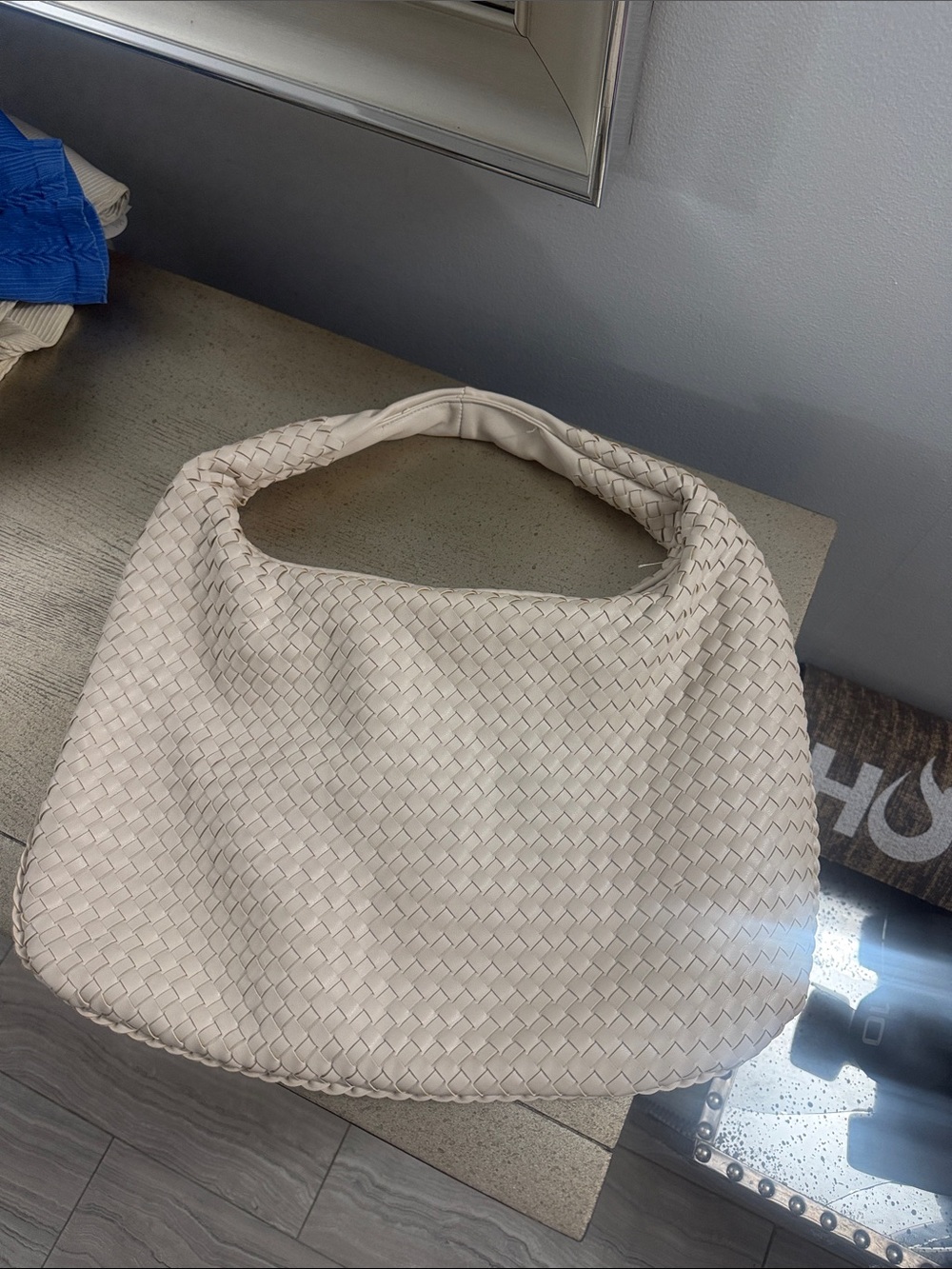 Urban Expressions Woven Hobo Bag - Cream
